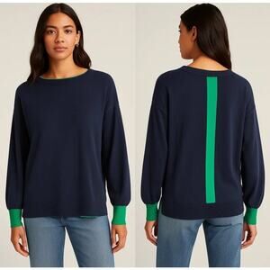 New Anthropologie Charli Therese Balloon-Sleeved Sweater $148 X-SMALL Blue/Green